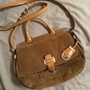 Tan suede Michael Kors saddlebag purse